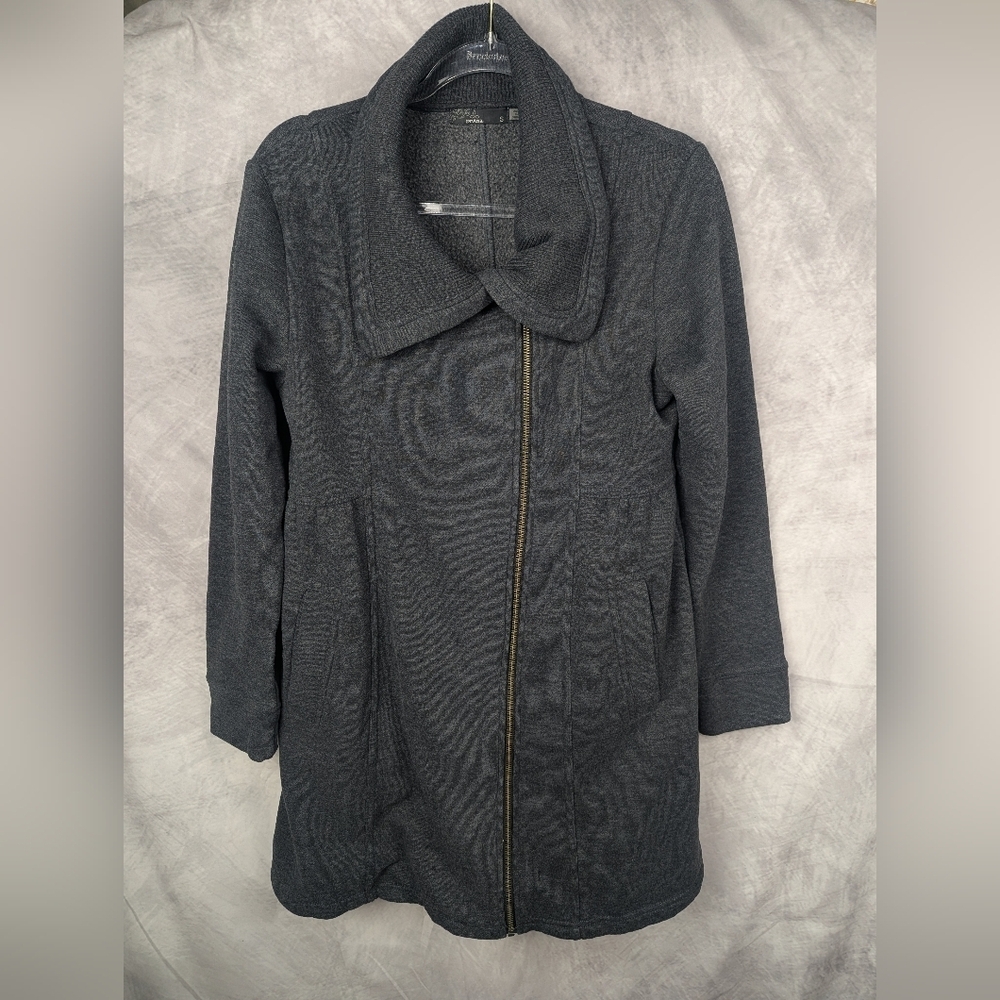 Prana Small Charcoal Gray Jacket Zipper Closure